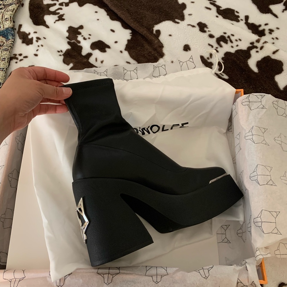 Naked Wolfe Black Heeled Boots